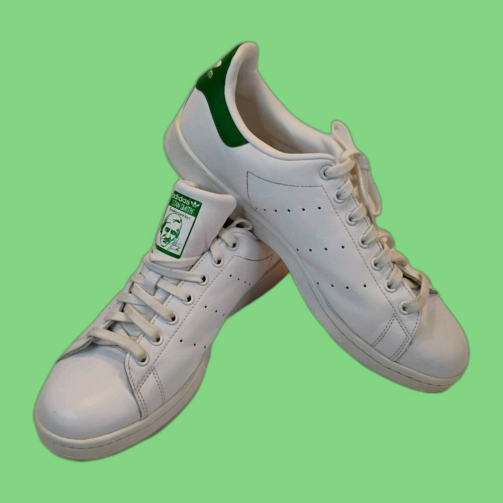 adidas Stan Smith Sneakers White/ Green Leather Men's Size US 12 UK 11.5 #M20324